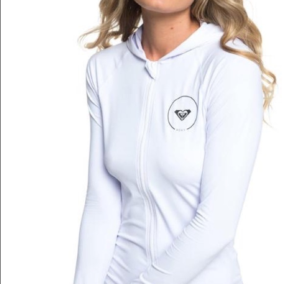 🔥 Roxy Essentials Lycra Hoodie Rashguard - Womens NWT - Picture 6 of 9